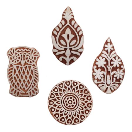 Set of 4 Piece New Mix Wooden Printing Block